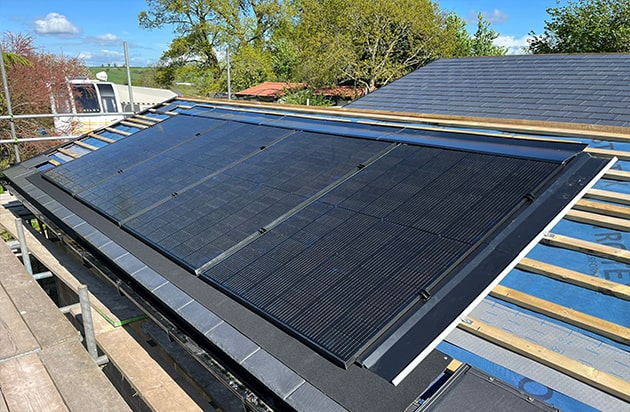 integrated solar panels during installation