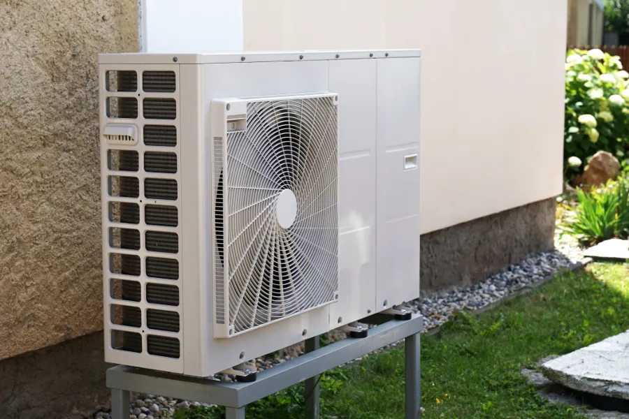 Air Source Heat Pump in a Garden
